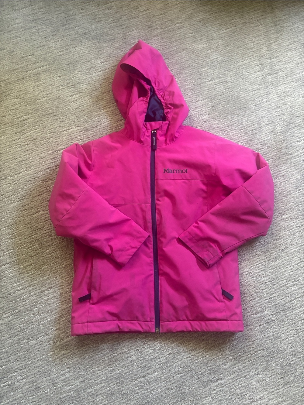 Marmot Kids' Hooded ski Jacket in Bright Magenta Pink